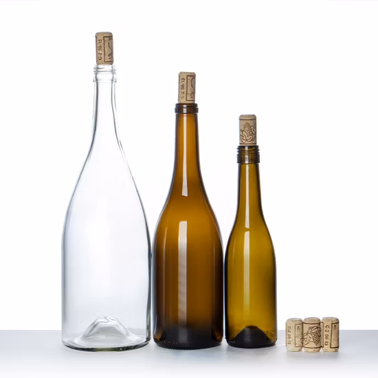 Hot Sale Various Sizes Different Colors 187ml 750ml Burgundy Wine Glass Bottle