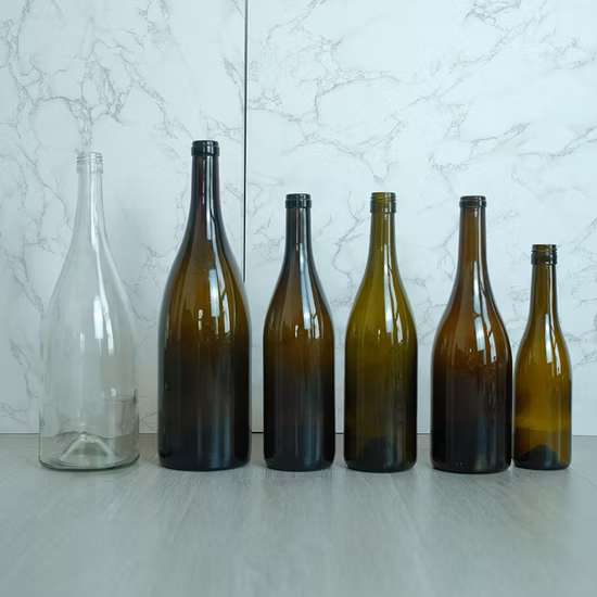 Hot Sale Various Sizes Different Colors 187ml 750ml Burgundy Wine Glass Bottle