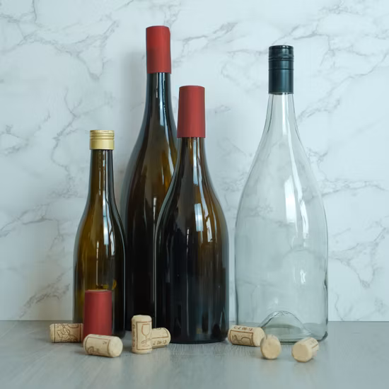 Hot Sale Various Sizes Different Colors 187ml 750ml Burgundy Wine Glass Bottle