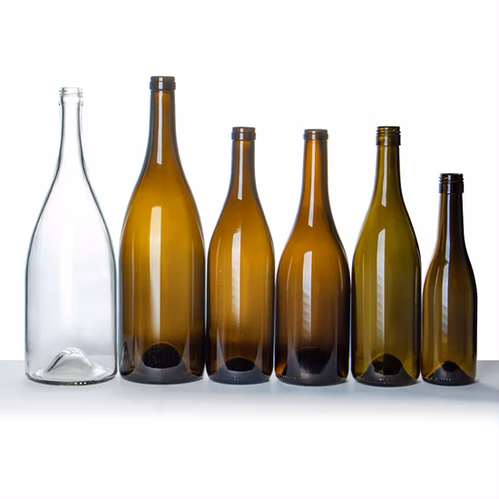Hot Sale Various Sizes Different Colors 187ml 750ml Burgundy Wine Glass Bottle
