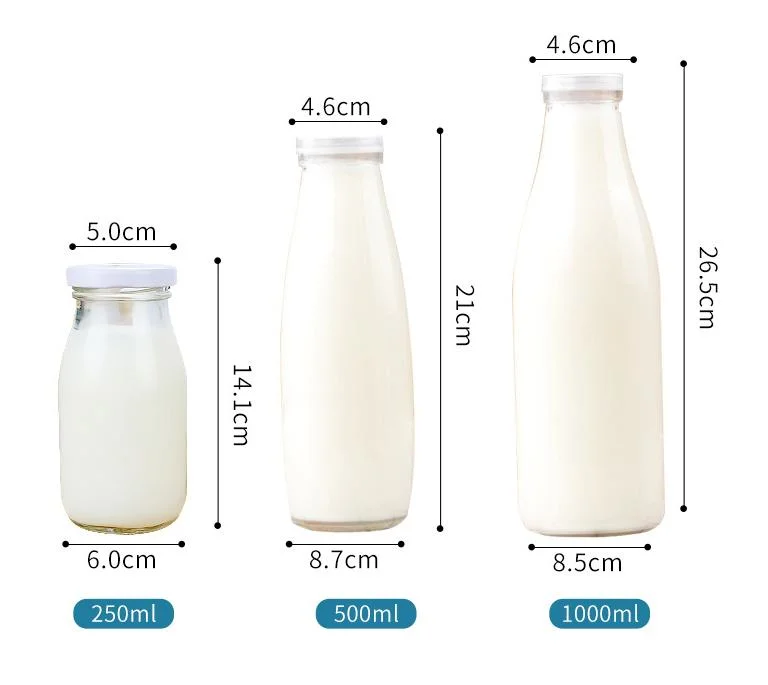 200ml 250ml 500ml 1 Liter Glass Beverage Bottles Wholesale Empty Milk Juice Bottles Glass Milk Bottle