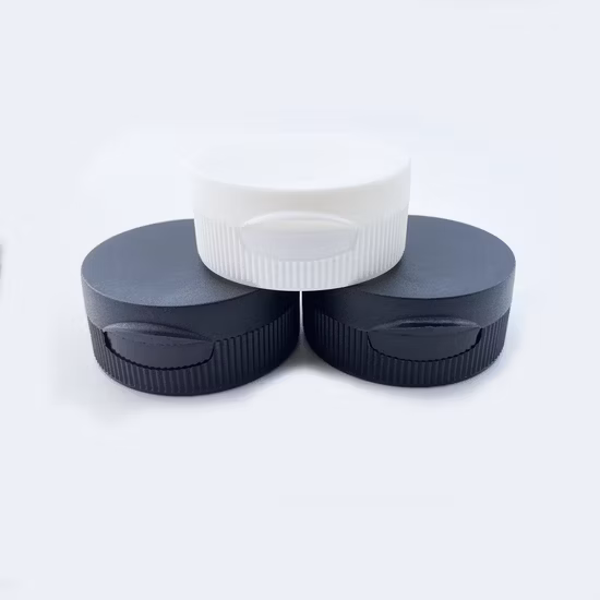 Tampa de plástico de 28 mm para garrafa com tampa flip top em cores brancas com nervuras